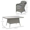 Outsunny PE Rattan Garden Dining Set For 6 With Seat And Back Cushions