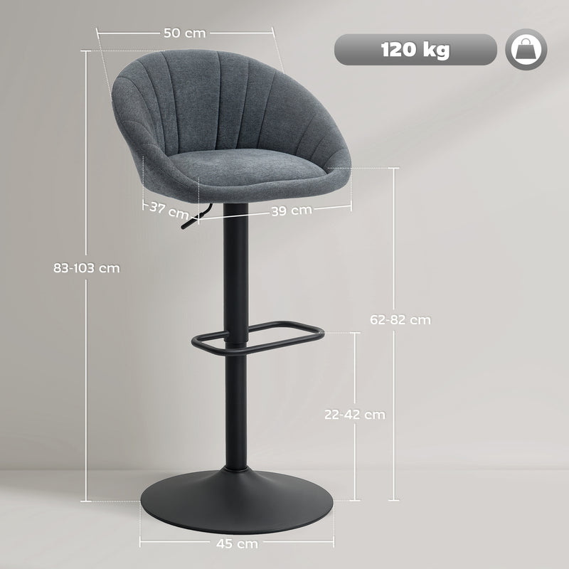 HOMCOM Swivel Bar Stools Set of 2 Height Adjustable Bar Chairs