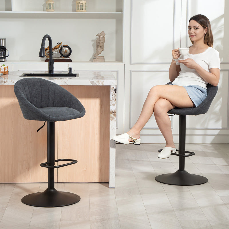 HOMCOM Swivel Bar Stools Set of 2 Height Adjustable Bar Chairs