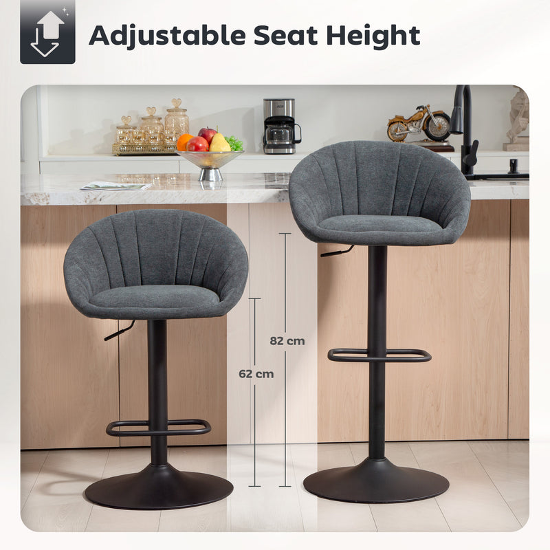 HOMCOM Swivel Bar Stools Set of 2 Height Adjustable Bar Chairs