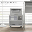 HOMCOM Printer Stand With Storage Printer Cart On Wheels For Home Office White