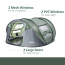 Outsunny 4-5 Person Family Pop-up Waterproof Camping Tent w/ 2 Mesh Windows & PVC Windows Portable Carry Bag