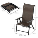 Outsunny Set of 4 Outdoor Rattan Folding Chair w/ Adjustable Backrest Brown