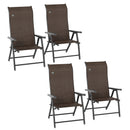 Outsunny Set of 4 Outdoor Rattan Folding Chair w/ Adjustable Backrest Brown
