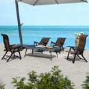 Outsunny Set of 4 Outdoor Rattan Folding Chair w/ Adjustable Backrest Brown
