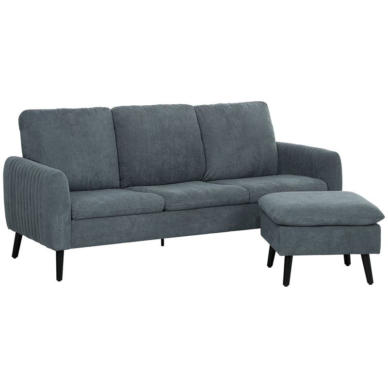HOMCOM 3 Seater Corner Sofa Couch Settee with Chaise Lounge, Charcoal Grey