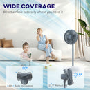 HOMCOM 40 Cm Standing Pedestal Fan, Quiet Electric Cooling Floor Fan, Grey