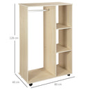 HOMCOM Rolling Open Wardrobe Hanging Rail Storage Shelves for Clothes