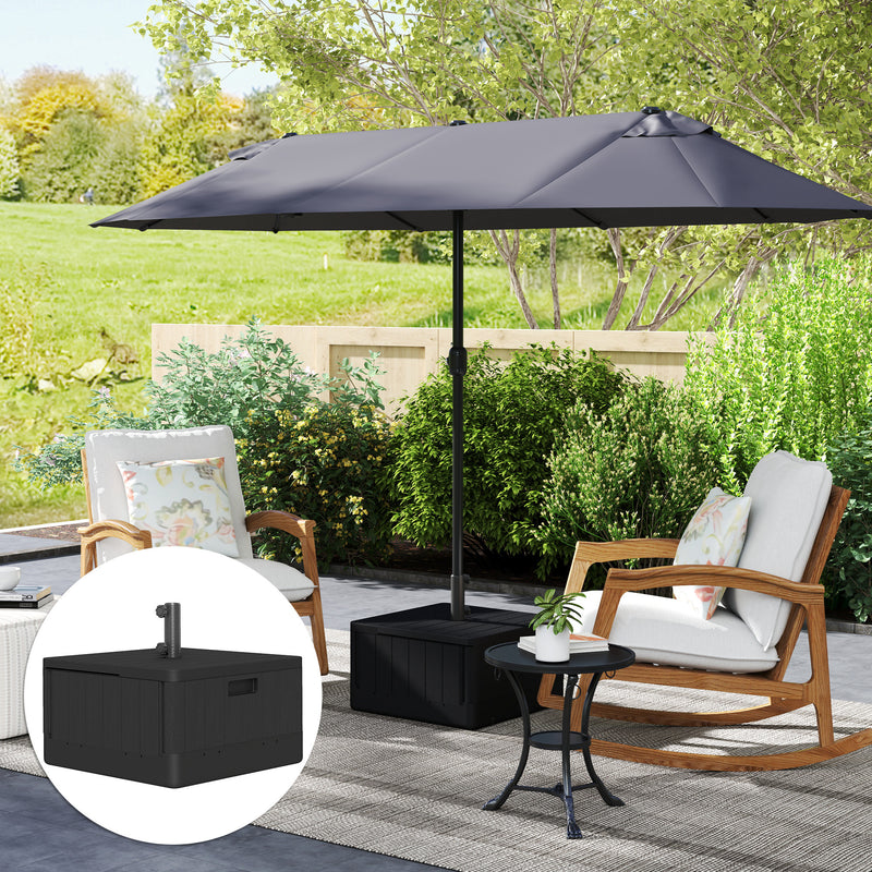Outsunny Garden Parasol Base, Sand/Water Filled Garden Umbrella Stand, Black
