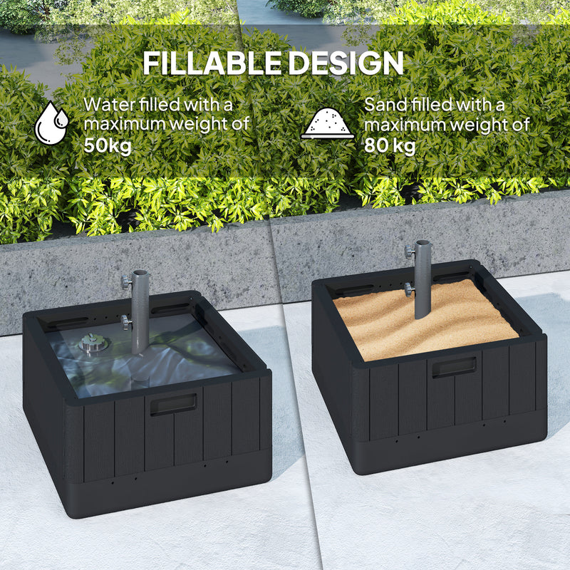 Outsunny Garden Parasol Base, Sand/Water Filled Garden Umbrella Stand, Black
