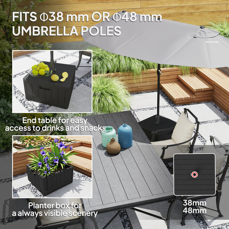 Outsunny Garden Parasol Base, Sand/Water Filled Garden Umbrella Stand, Black