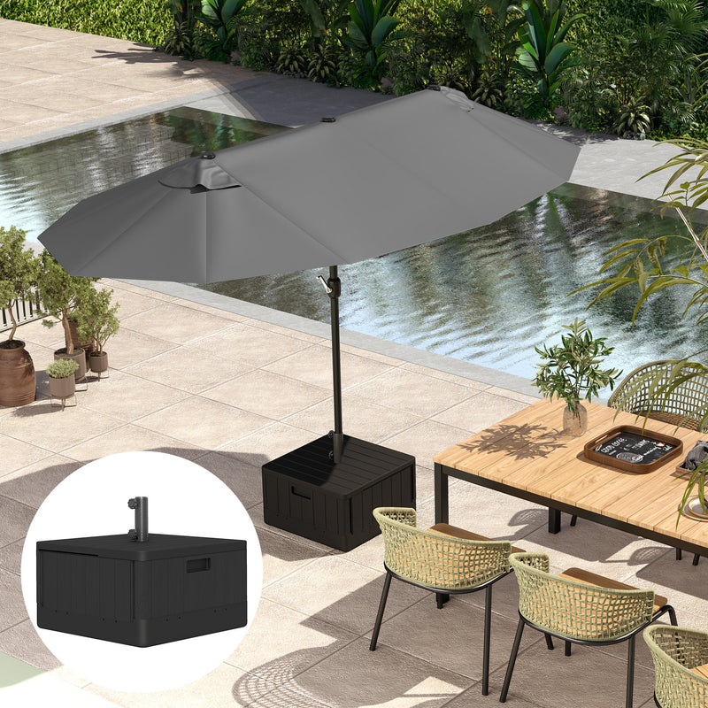 Outsunny Garden Parasol Base, Sand/Water Filled Garden Umbrella Stand, Black