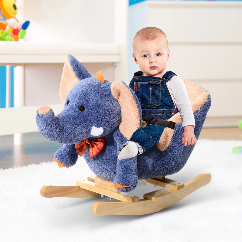 HOMCOM Children Rocking  Elephant-Blue/Beige