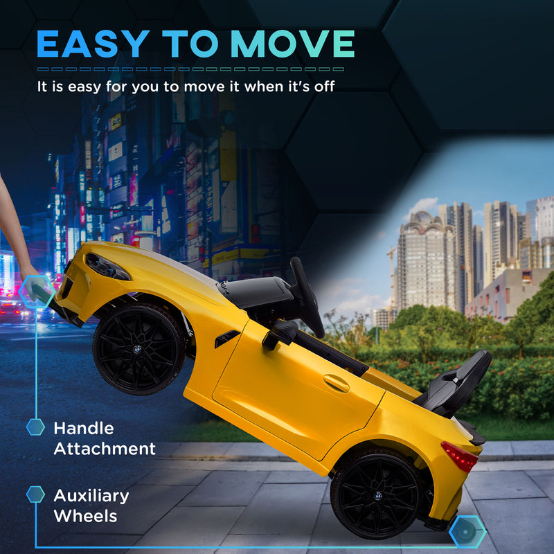 AIYAPLAY 12V Yellow BMW M4 Licensed Kids Electric Car w/ Remote, Suspension
