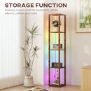 HOMCOM RGB LED Floor Lamp with Shelves and Remote Control for Bedroom