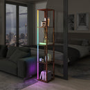 HOMCOM RGB LED Floor Lamp with Shelves and Remote Control for Bedroom