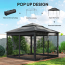 Outsunny Garden Folding Tent Heavy Duty Pop Up Gazebo for Party Black