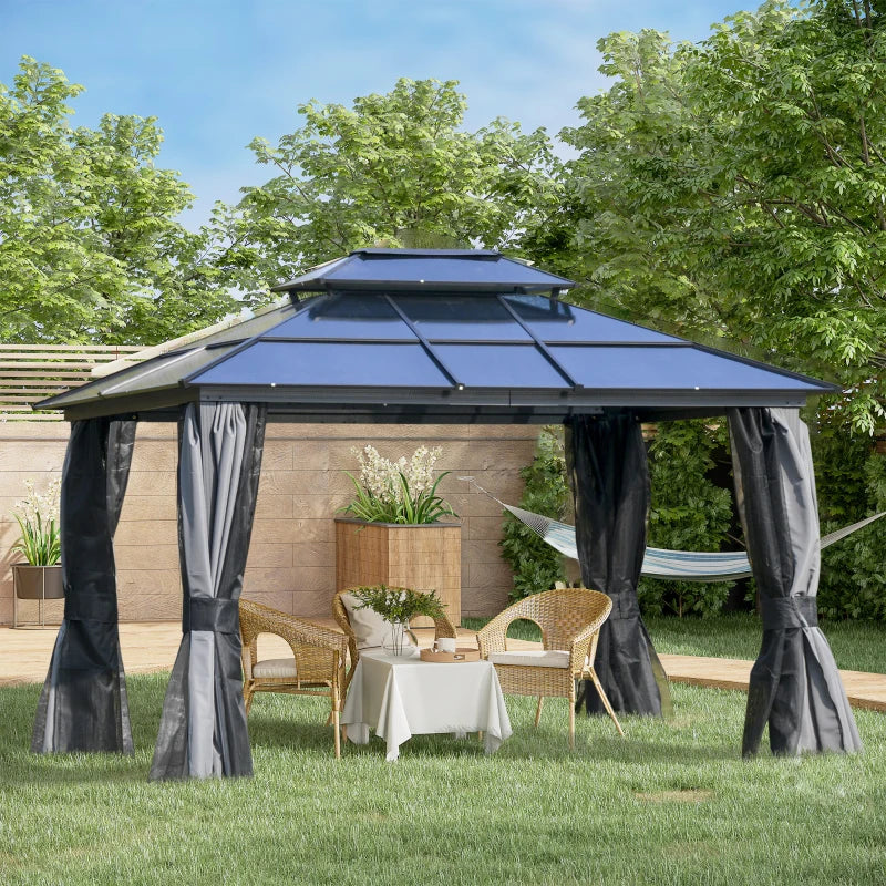 Outsunny Hardtop Gazebo 3x3.6m - Grey