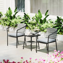 Outsunny 3 PCS Rattan Bistro Set with Cushions Glass Top Coffee Table and Chairs