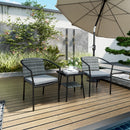 Outsunny 3 PCS Rattan Bistro Set with Cushions Glass Top Coffee Table and Chairs