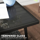 Outsunny 3 PCS Rattan Bistro Set with Cushions Glass Top Coffee Table and Chairs