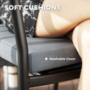 Outsunny 3 PCS Rattan Bistro Set with Cushions Glass Top Coffee Table and Chairs