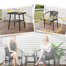 Outsunny 3 PCS Rattan Bistro Set with Cushions Glass Top Coffee Table and Chairs