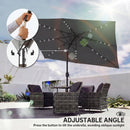Outsunny 3 x 2 m Garden Parasol Umbrella with Light, Outdoor Patio Umbrella