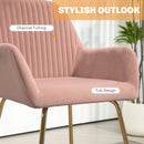 HOMCOM Modern Accent Chair Velvet-Touch Upholstered Armchair Pink/Cream
