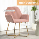 HOMCOM Modern Accent Chair Velvet-Touch Upholstered Armchair Pink/Cream