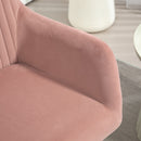 HOMCOM Modern Accent Chair Velvet-Touch Upholstered Armchair Pink/Cream