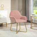 HOMCOM Modern Accent Chair Velvet-Touch Upholstered Armchair Pink/Cream