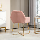 HOMCOM Modern Accent Chair Velvet-Touch Upholstered Armchair Pink/Cream