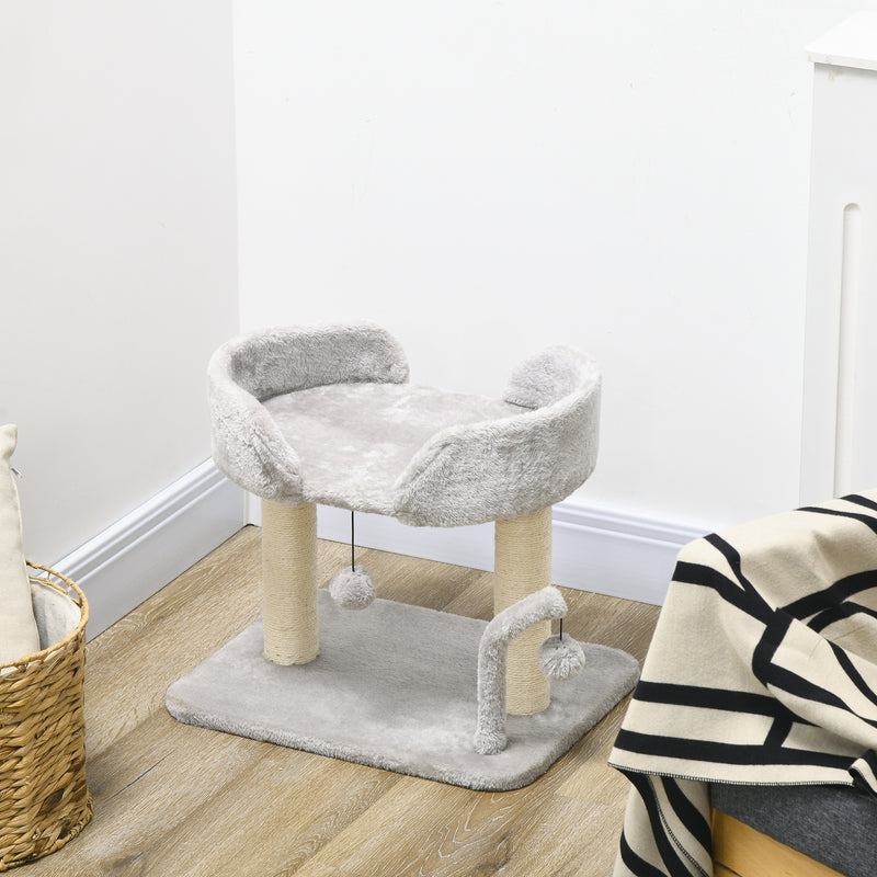 PawHut 42cm Indoor Cat Tree, Kitty Play Tower w/ Toy Balls Sisal Scratching Post