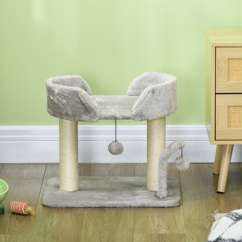 PawHut 42cm Indoor Cat Tree, Kitty Play Tower w/ Toy Balls Sisal Scratching Post
