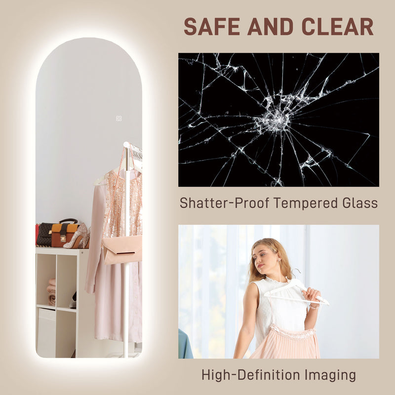 HOMCOM Full Length Wall Mirror with Lights Dimming and 3 Colour Adjustable