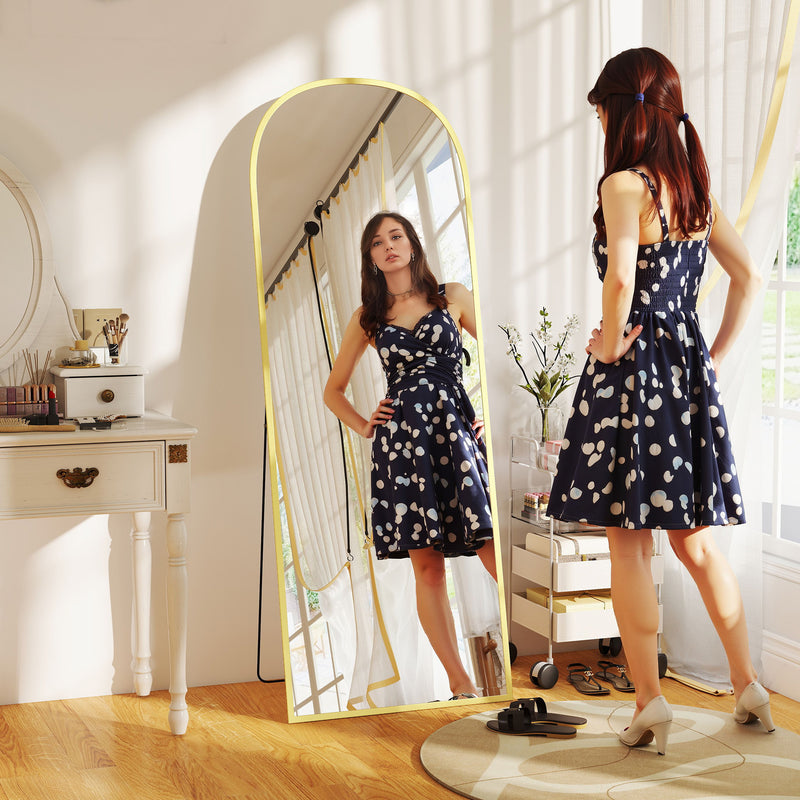 HOMCOM Full Length Mirror With Aluminium Alloy Frame Hanging Or Leaning