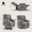 HOMCOM Power Lift Recliner Chair, Reclining Chair With Massage, Light Grey