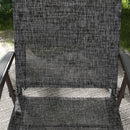 Outsunny Folding Chairs Set W/ Armrest, Breathable Mesh Fabric Seat - Grey/Brown