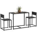 HOMCOM 3 Piece Dining Table Set with Metal Frame, Black