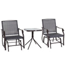 Outsunny Glider Rocking Chair & Table Set - Grey