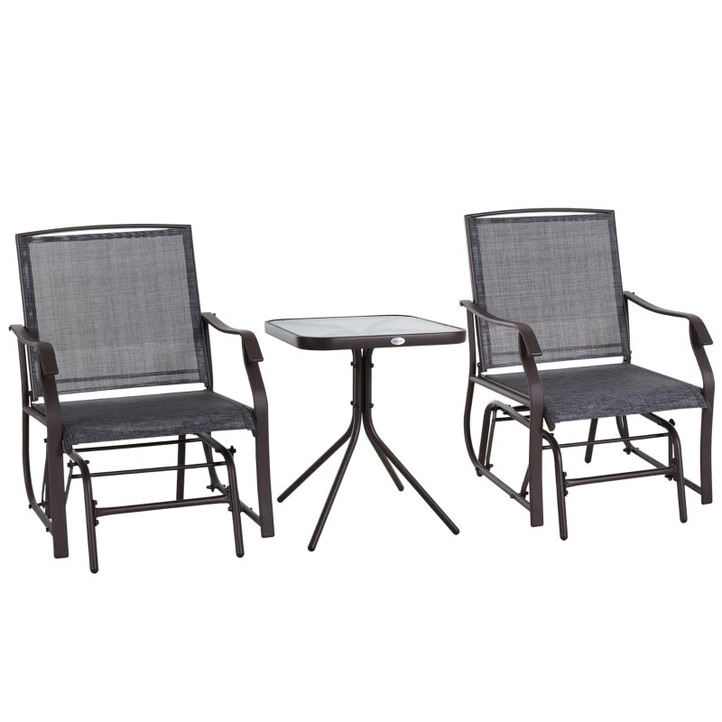 Outsunny Glider Rocking Chair & Table Set - Grey