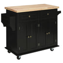 HOMCOM Rolling Kitchen Island Cart with Rubber Wood Top