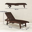 Outsunny Wooden Sun Lounger Outdoor Patio Sun Bed W/ Pull-out Table