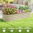 Outsunny Galvanised Raised Garden Bed with Safety Edging, Cream White