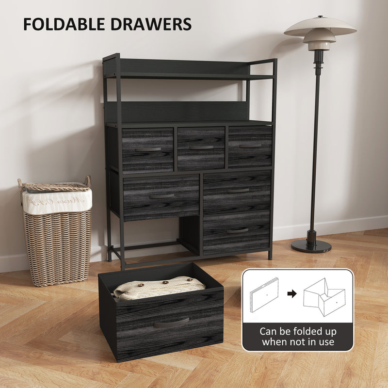 HOMCOM Bedroom Chest of Drawers 7 Drawer Dresser w/ Shelves