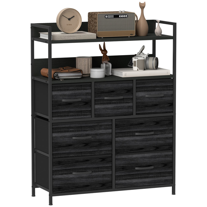 HOMCOM Bedroom Chest of Drawers 7 Drawer Dresser w/ Shelves
