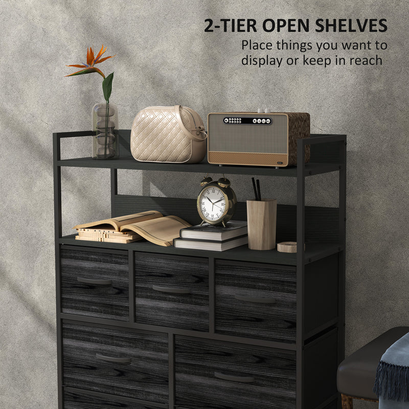 HOMCOM Bedroom Chest of Drawers 7 Drawer Dresser w/ Shelves