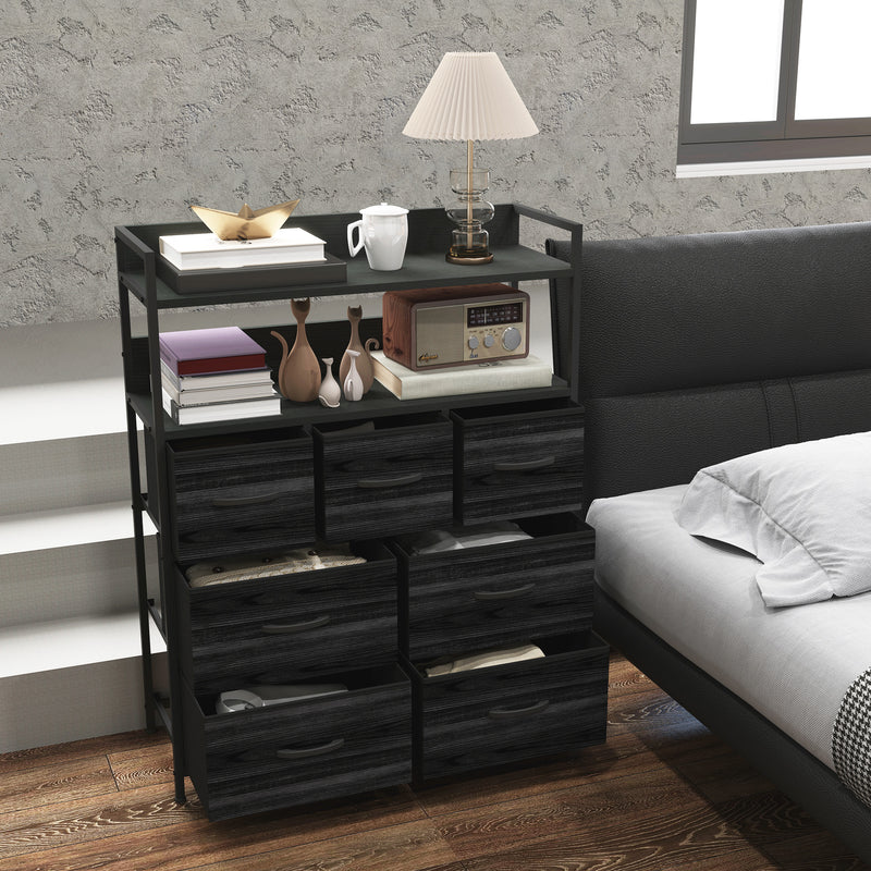 HOMCOM Bedroom Chest of Drawers 7 Drawer Dresser w/ Shelves