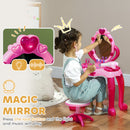 AIYAPLAY Kids Dressing Table With Mirror And Stool, Light, 15 Accessories